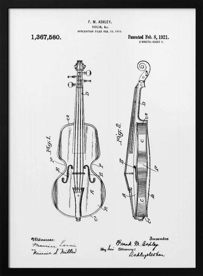 Violin Patent 1921 - Poster / Art Print