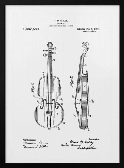 Violin Patent 1921 - Poster / Art Print