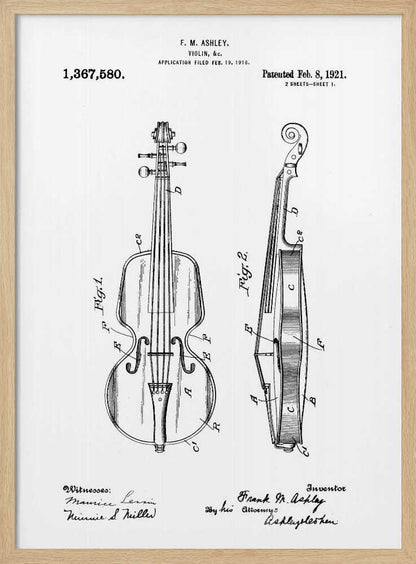 Violin Patent 1921 - Poster / Art Print