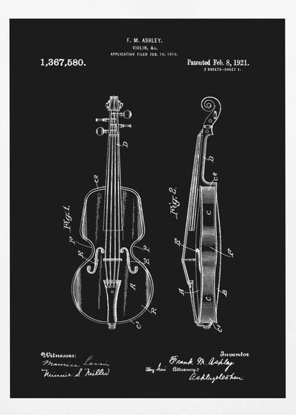 Violin Patent 1921 - Poster / Art Print