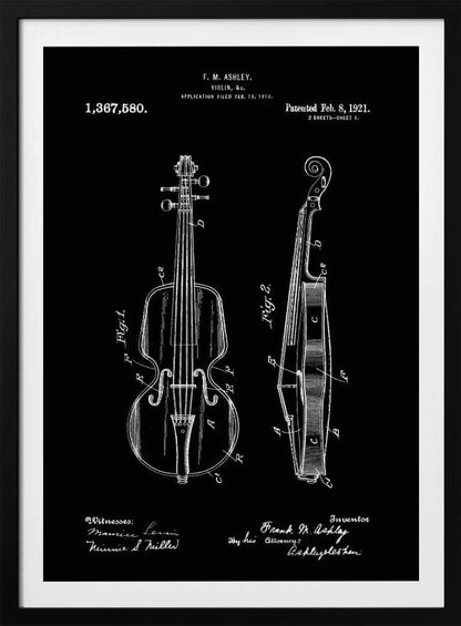 Violin Patent 1921 - Poster / Art Print
