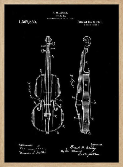 Violin Patent 1921 - Poster / Art Print