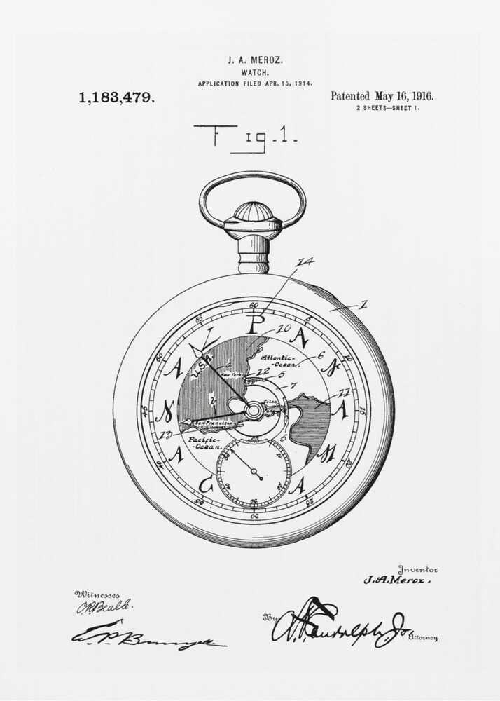 Watch Patent 1916 - Poster / Art Print