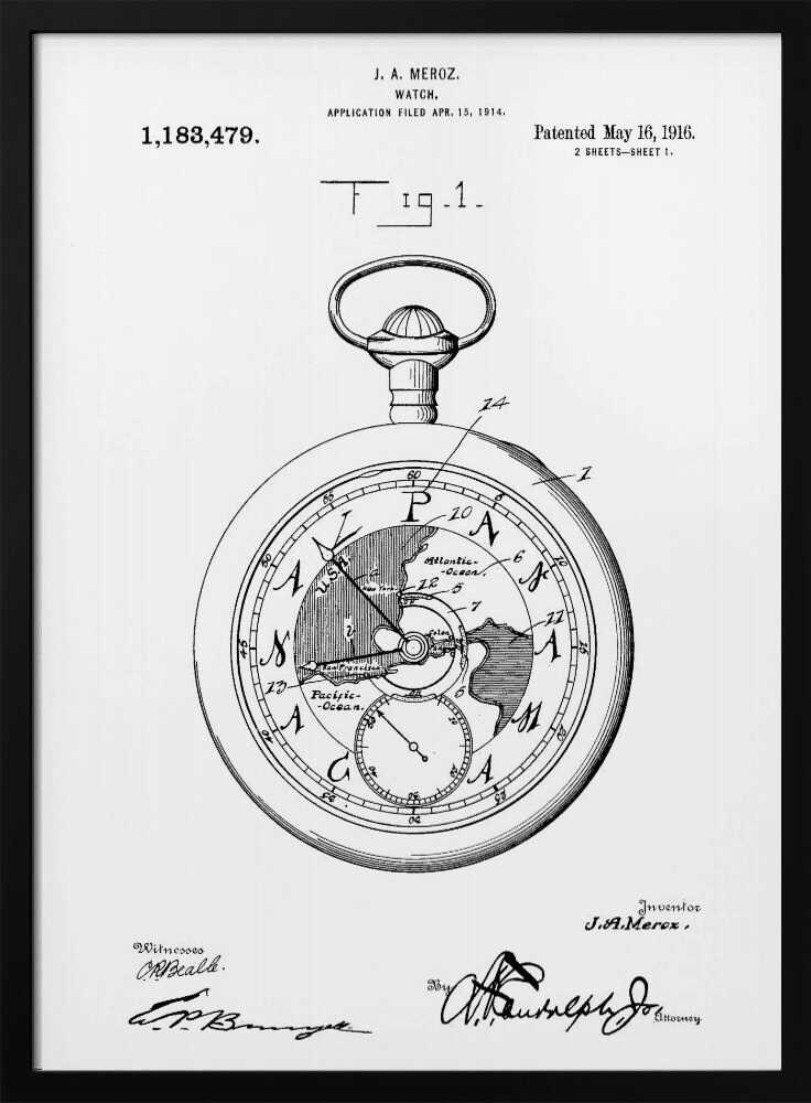 Watch Patent 1916 - Poster / Art Print