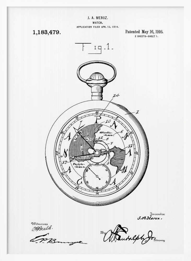 Watch Patent 1916 - Poster / Art Print