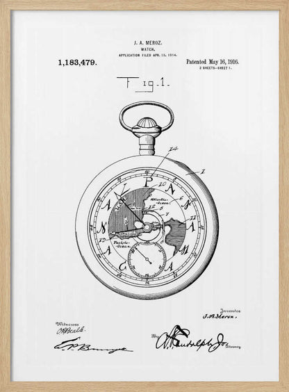 Watch Patent 1916 - Poster / Art Print