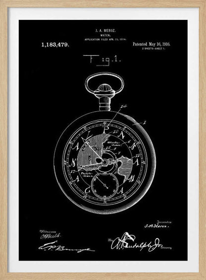 Watch Patent 1916 - Poster / Art Print