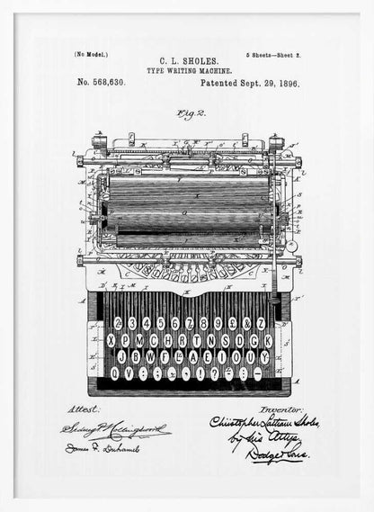Typewriter Patent 1896 - Poster / Art Print