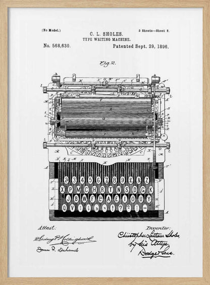 Typewriter Patent 1896 - Poster / Art Print