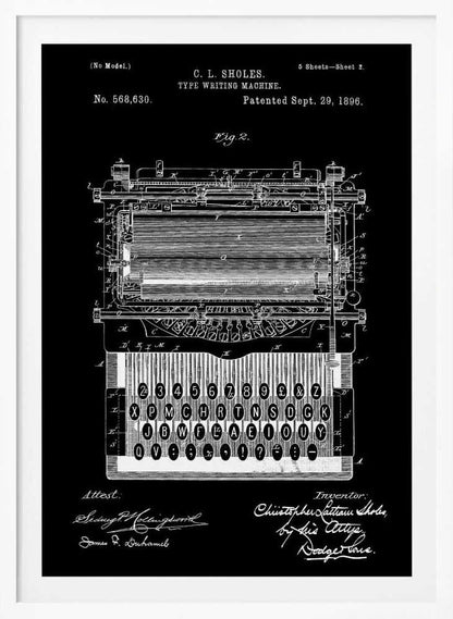Typewriter Patent 1896 - Poster / Art Print