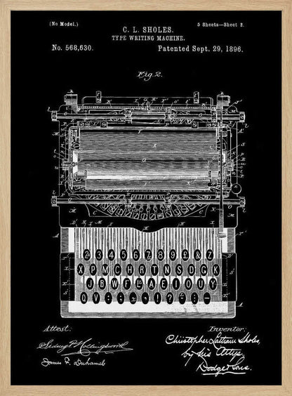 Typewriter Patent 1896 - Poster / Art Print