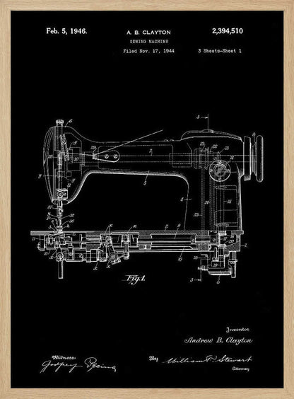 Sewing Machine Patent 1944 - Poster / Art Print