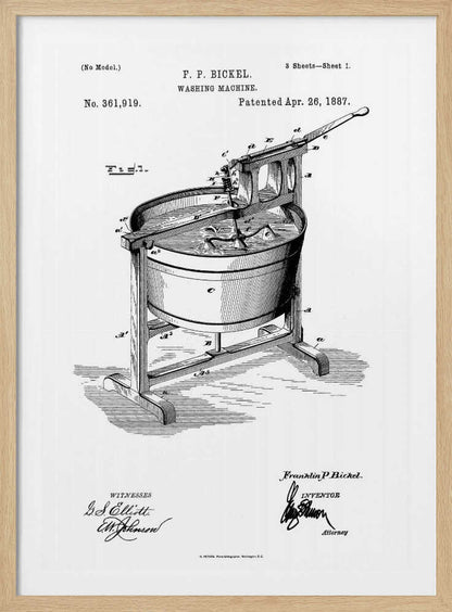 Washing Machine Patent 1887 - Poster / Art Print