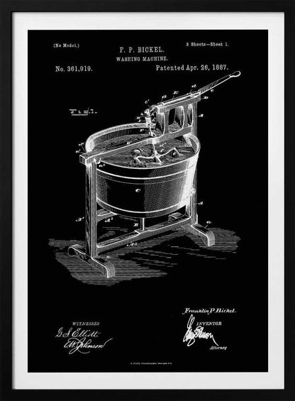 Washing Machine Patent 1887 - Poster / Art Print