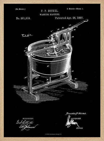 Washing Machine Patent 1887 - Poster / Art Print