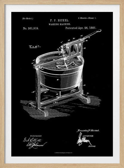 Washing Machine Patent 1887 - Poster / Art Print