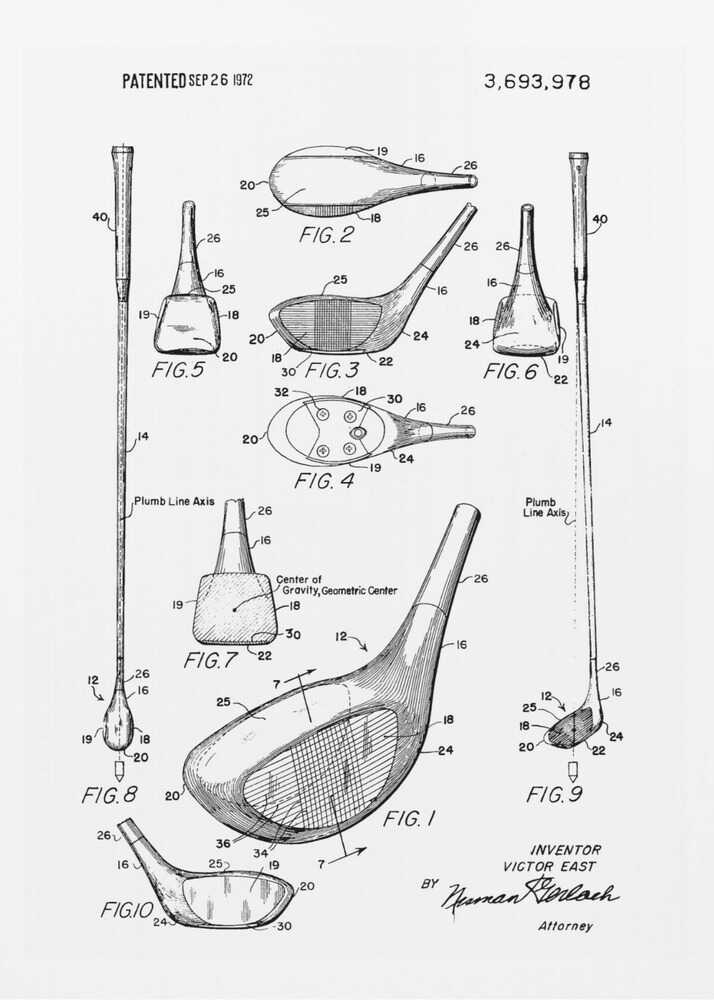 Golf Club Patent 1972 - Poster / Art Print