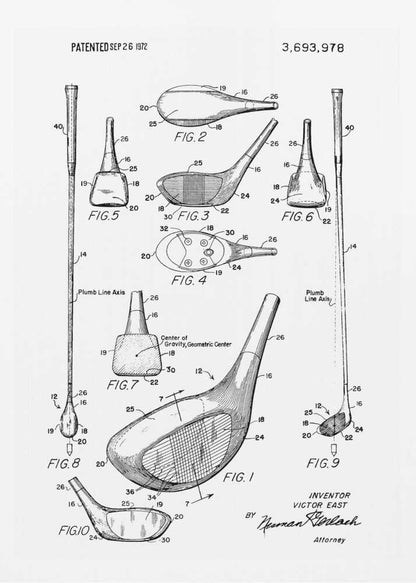 Golf Club Patent 1972 - Poster / Art Print