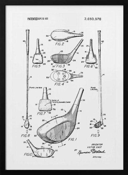 Golf Club Patent 1972 - Poster / Art Print