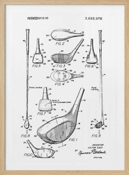 Golf Club Patent 1972 - Poster / Art Print