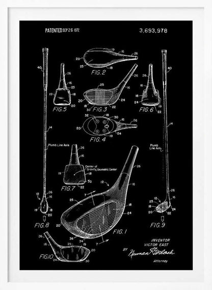 Golf Club Patent 1972 - Poster / Art Print