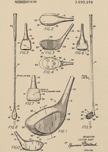 Golf Club Patent 1972 - Poster / Art Print