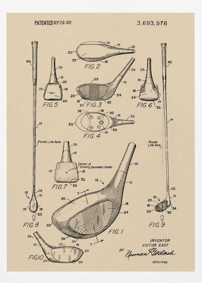 Golf Club Patent 1972 - Poster / Art Print