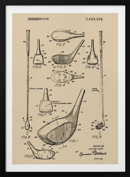 Golf Club Patent 1972 - Poster / Art Print