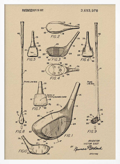 Golf Club Patent 1972 - Poster / Art Print