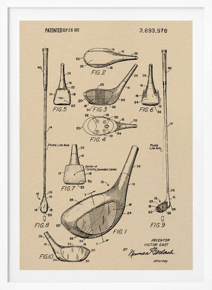 Golf Club Patent 1972 - Poster / Art Print