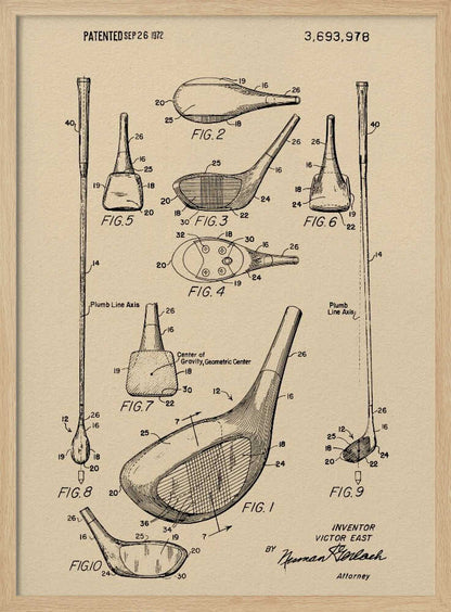 Golf Club Patent 1972 - Poster / Art Print