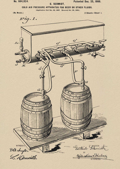 Apparatus for Beer Patent 1944 - Poster / Art Print
