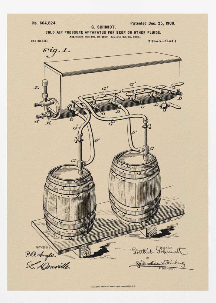 Apparatus for Beer Patent 1944 - Poster / Art Print