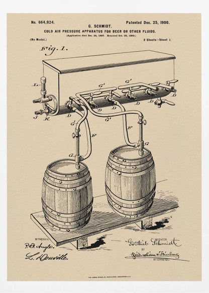 Apparatus for Beer Patent 1944 - Poster / Art Print