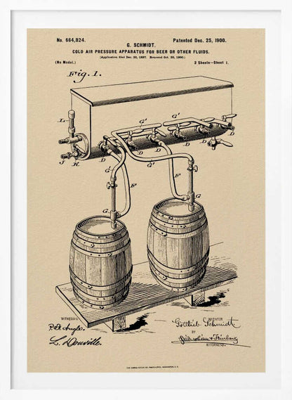 Apparatus for Beer Patent 1944 - Poster / Art Print