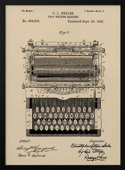 Typewriter Patent 1896 - Poster / Art Print