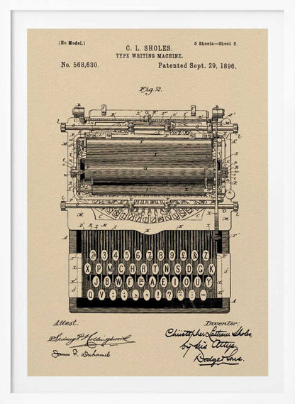Typewriter Patent 1896 - Poster / Art Print
