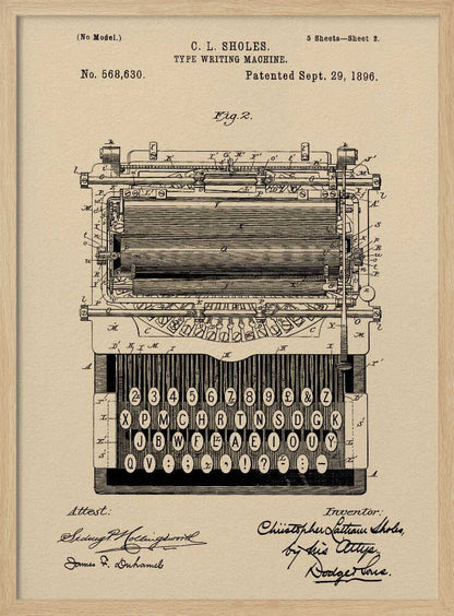 Typewriter Patent 1896 - Poster / Art Print