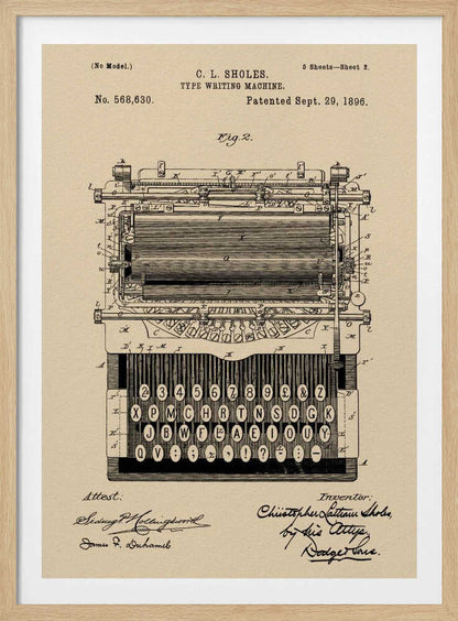 Typewriter Patent 1896 - Poster / Art Print