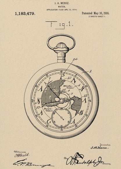 Watch Patent 1916 - Poster / Art Print