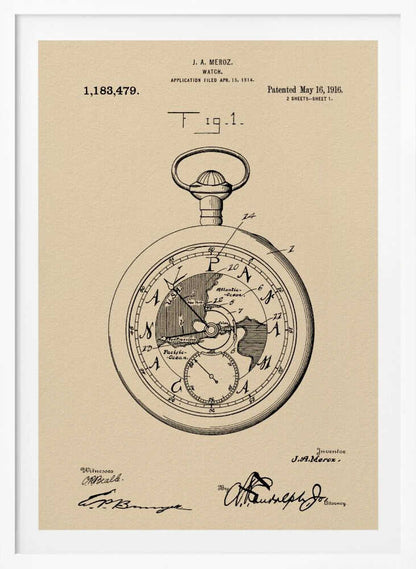 Watch Patent 1916 - Poster / Art Print