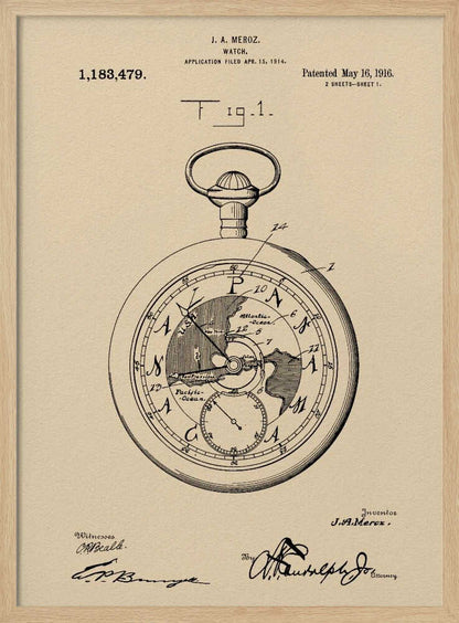 Watch Patent 1916 - Poster / Art Print