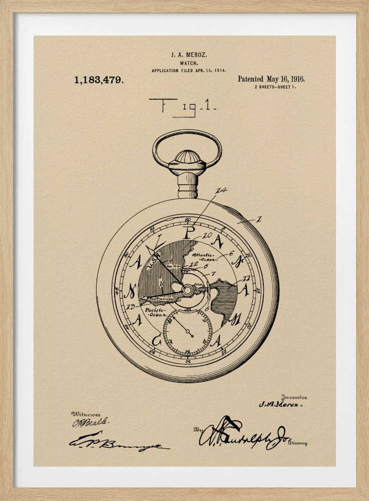 Watch Patent 1916 - Poster / Art Print