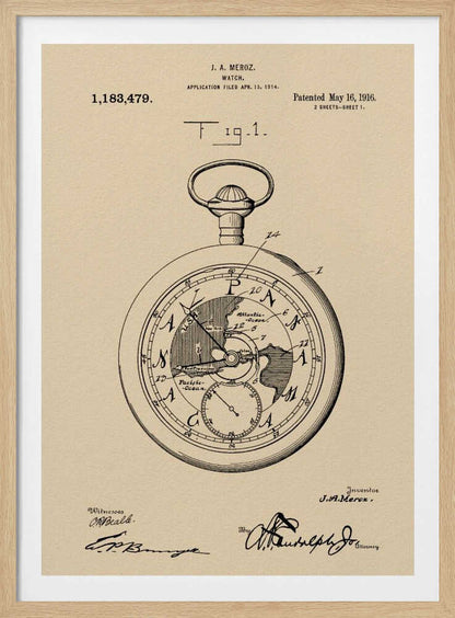 Watch Patent 1916 - Poster / Art Print
