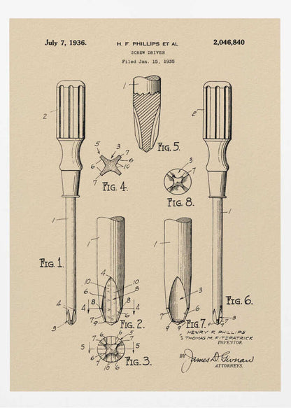 Screw Driver Patent 1935 - Poster / Art Print