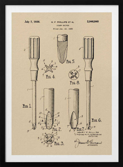 Screw Driver Patent 1935 - Poster / Art Print