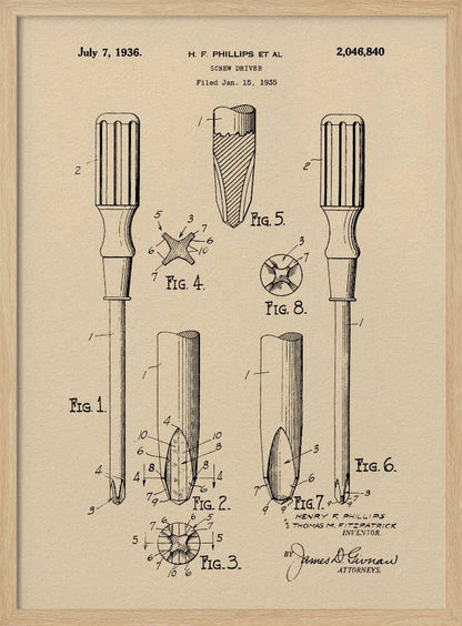 Screw Driver Patent 1935 - Poster / Art Print