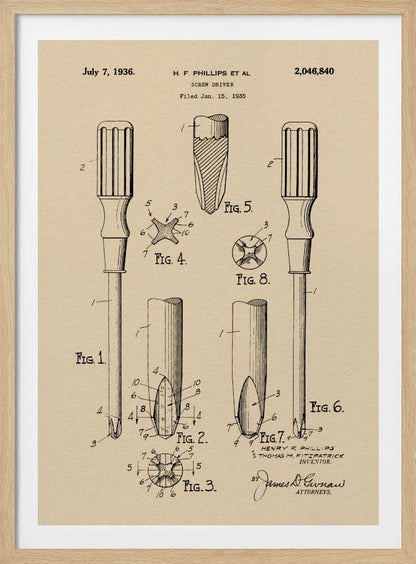 Screw Driver Patent 1935 - Poster / Art Print