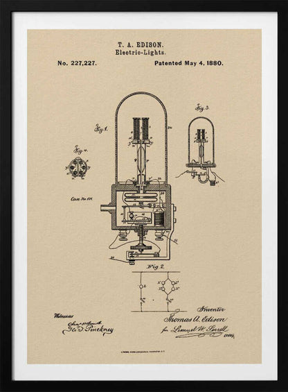 Electric Lights Patent 1880 - Poster / Art Print