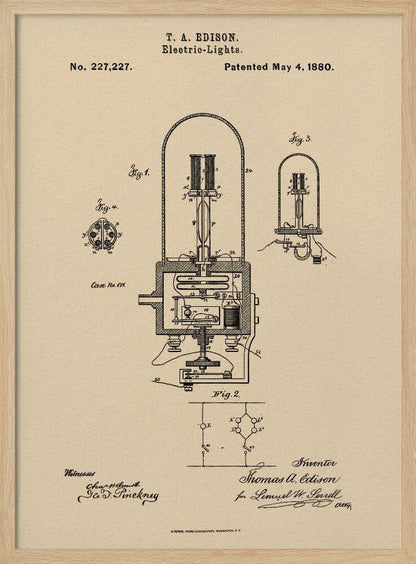 Electric Lights Patent 1880 - Poster / Art Print
